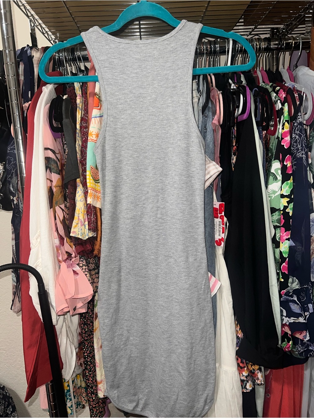 Grey Ribbed Tank Mini Dress - Picture 3 of 3